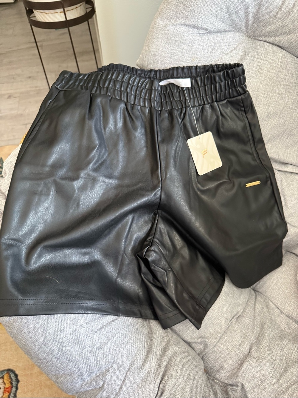 Fabletics Black Vegan Leather Women’s Shorts